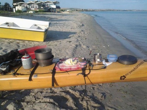 cooking on his kayak ionescu