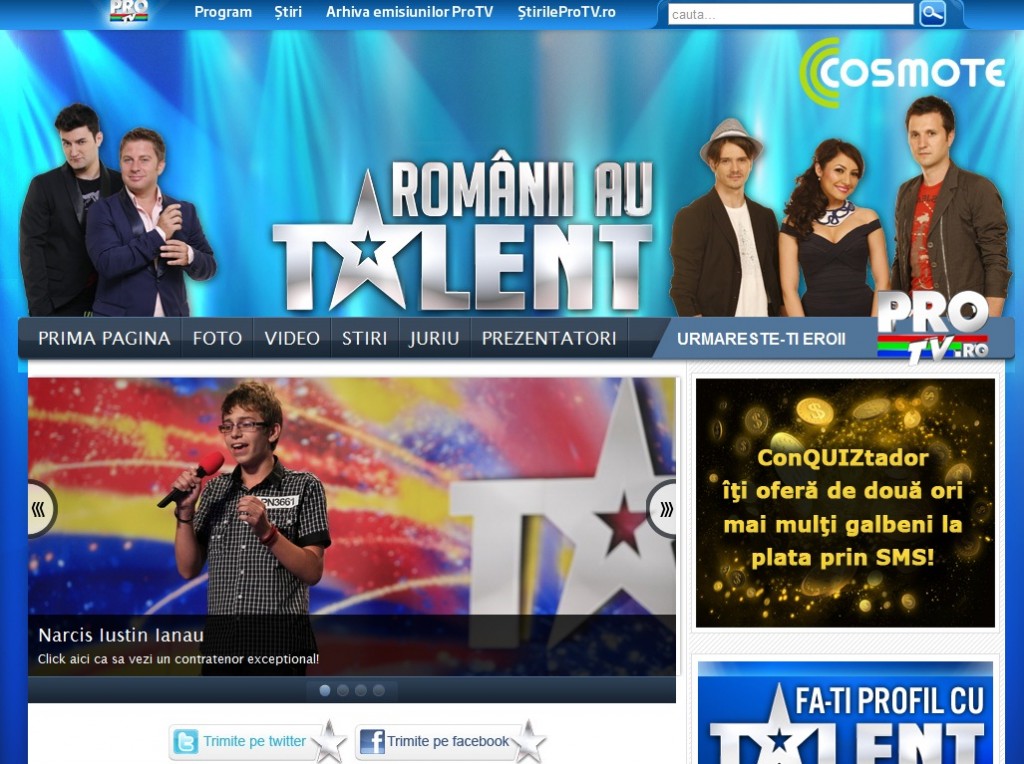 First edition of “Romania's got talent”, over 2 million viewers; rare